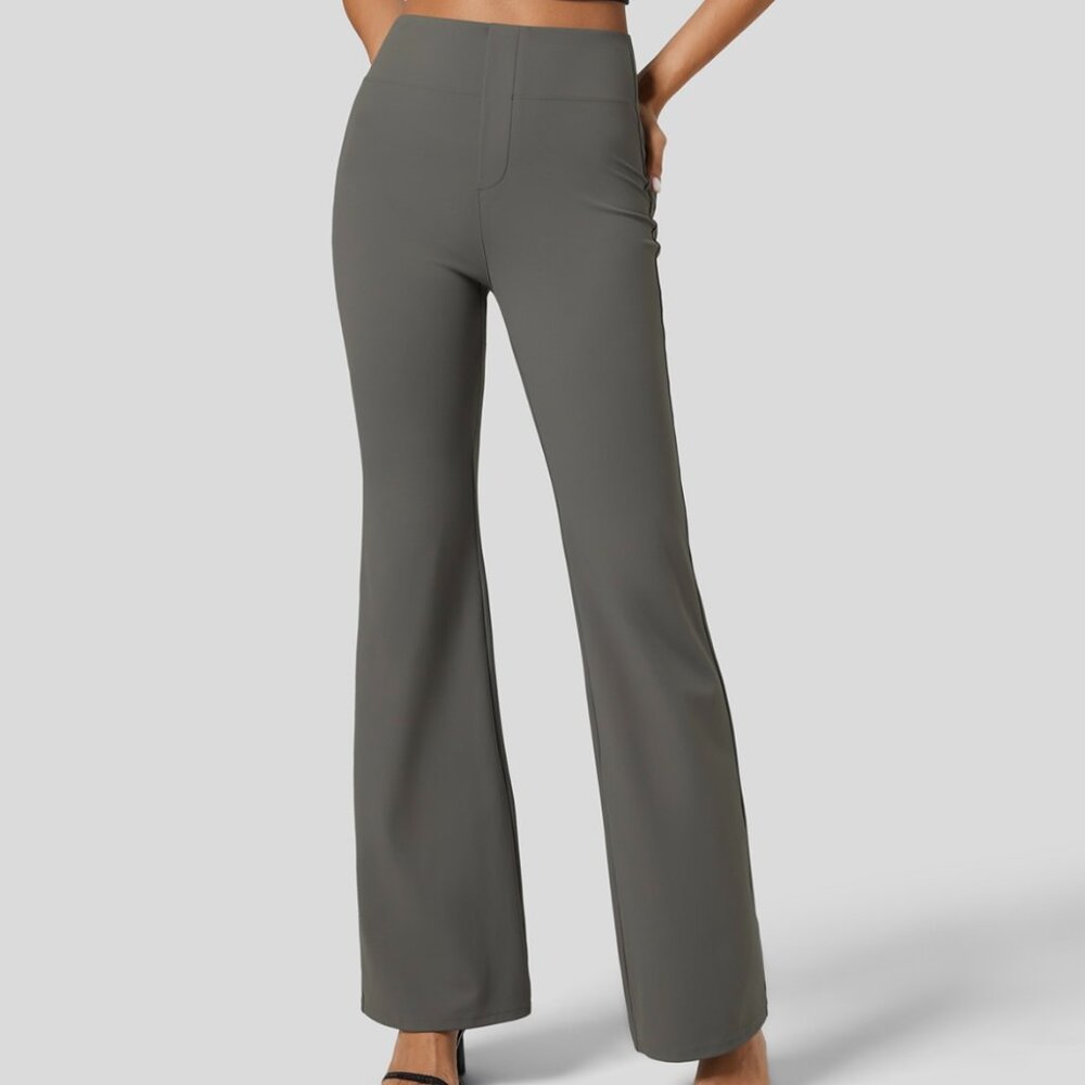 NWT Halara size XL deep red grey high waisted back pockets stretchy work pants